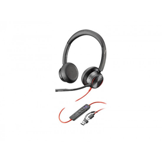 Poly Blackwire 8225 Stereo Microsoft Teams Certified USB-C Headset +USB- C/A Adapter (8X225AA) 8X225AA