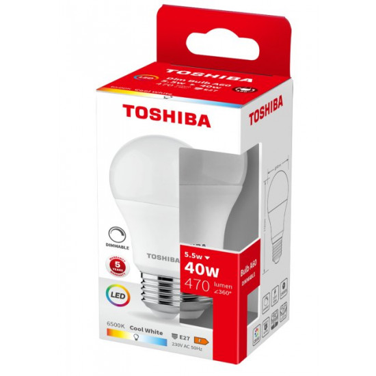 TOSHIBA LED A60 E27 5.5W 6500K DIMMABLE DELS-BLC45P5A8DE51
