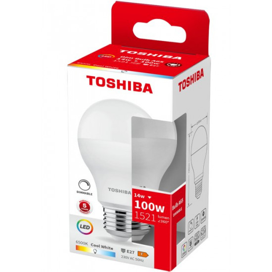 TOSHIBA LED A65 E27 14W 6500K DIMMABLE DELS-BLC4014B2DE51