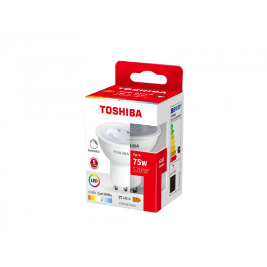 TOSHIBA LED GU10 7W 6500K DIMMABLE DELS-GUC4007T8DE51