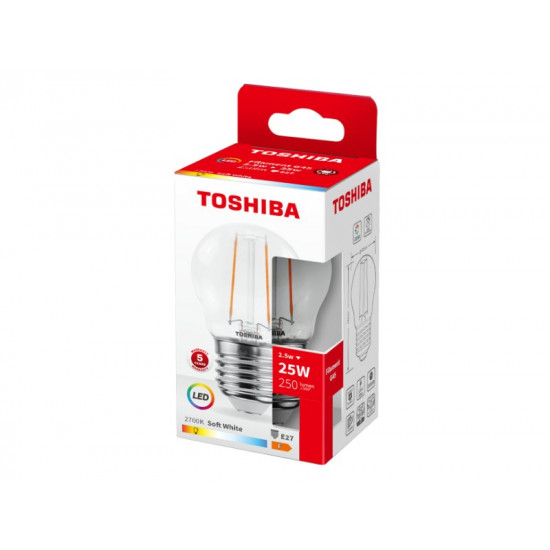 TOSHIBA LED FILAMENT G45 E27 2.5W 2700K DELS-FGW42P527AF11