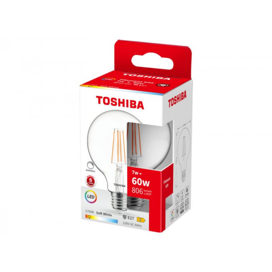 TOSHIBA LED FILAMENT G95 E27 7W 2700K DIMMABLE DELS-FEW400727DE11