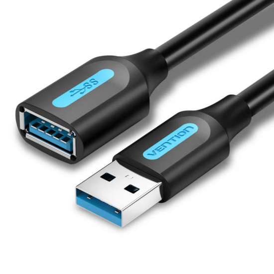 VENTION USB 3.0 A Male to A Female Extension Cable 1M black PVC Type (CBHBF) (VENCBHBF)