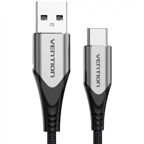 VENTION Cotton Braided USB 2.0 A Male to C Male 3A Cable 0.5M Gray Aluminum Alloy Type (CODHD) (VENCODHD)