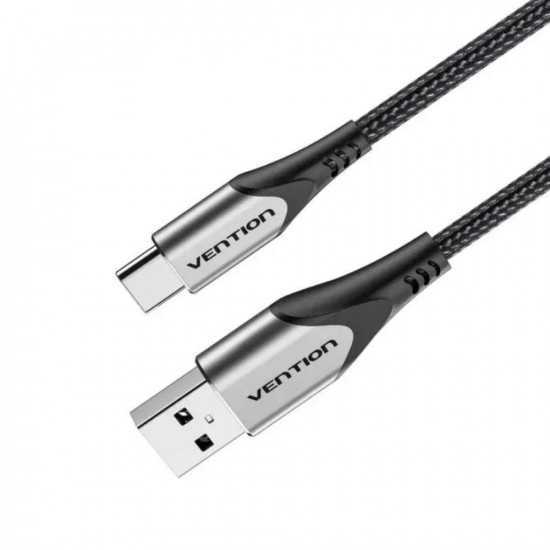 VENTION Cotton Braided USB 2.0 A Male to C Male 3A Cable 1.5M Gray Aluminum Alloy Type (CODHG) (VENCODHG)