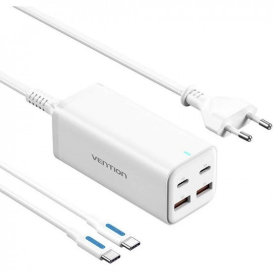 VENTION 4-Port USB (C + C + A + A) GaN Charger (100W/100W/18W/18W) EU-Plug White (FBSWG-EU) (VENFBSWG-EU)