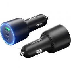 VENTION Three-Port USB C+C+A (100W+30W+18W) Car Charger Black ABS Type (FFQB0) (VENFFQB0)