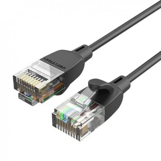 VENTION Cat.6A UTP Patch Cable 1M Black Slim Type (IBIBF) (VENIBIBF)