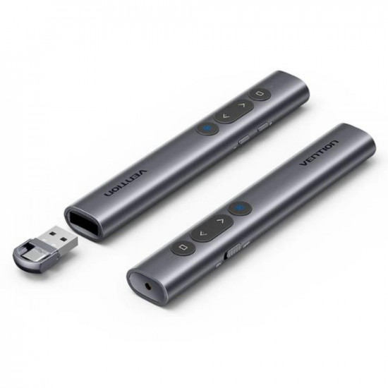 VENTION Wireless PowerPoint Presentation Clicker with Red Laser Pointer – Gray (KQIH0) (VENKQIH0)