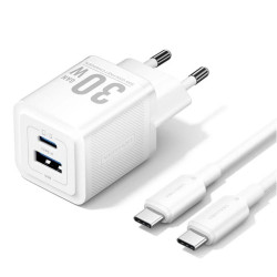 VENTION 2-Port USB (C + A) GaN Charger (30W/30W) with USB-C to USB-C Cable (1M) EU-Plug White (TZ-FEQW0-EU-01) (VENTZ-FEQW0-EU-01)