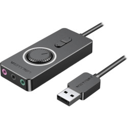 VENTION USB 2.0 External Stereo Sound Adapter with Volume Control 0.5M Black ABS Type (CDRBD) (VENCDRBD)