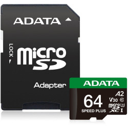 Adata mSD Speed+ 64GB UHS1 U3 V30 A2 160/140 MB/s+ada (UD64GUI3V30A2SP-RA1) (ADAUD64GUI3V30A2SP-RA1)