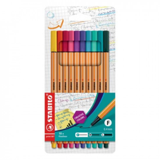 Stabilo Point 88 Markers 0.4mm Set 10 Colors (110261947) (STAB110261947)