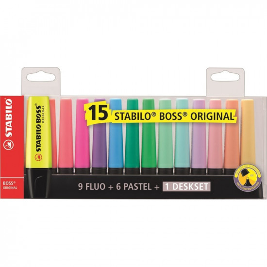 Stabilo Boss Deskset Highlighters 5mm Set 15 Colors (7015-01) (STAB7015-01)