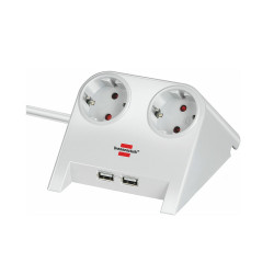 Brennenstuhl Desktop-Power USB-Charger with 2x USB-2.0 charger 2100mA 2-way socket, white polished 1.8m H05VV-F 3G1.5 (1153520222) (BNN1153520222)