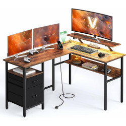 Vasagle Γωνιακό Mεταλλικό γραφείο 150 x 120 x 89 cm Χρώματος Καφέ με υφή Ξύλου (LWD095K01) (VASLWD095K01)