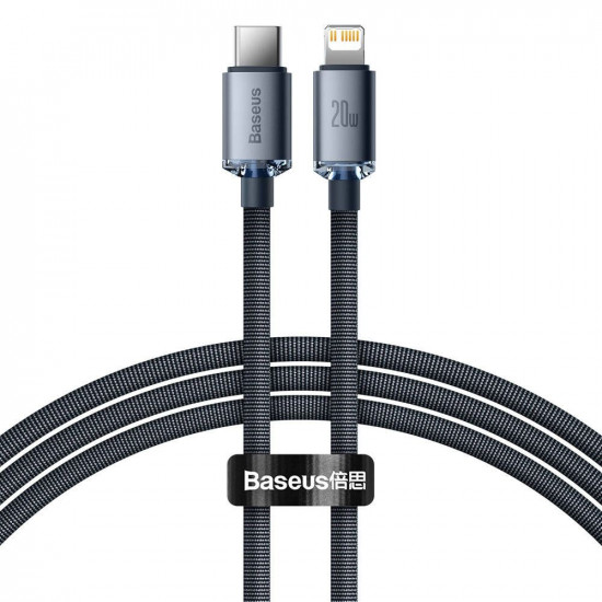 Baseus  Crystal cable USB-C to Lightning, 20W, PD, 1.2m Black (CAJY000201) (BASCAJY000201)