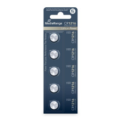 MediaRange Lithium Coin Cells CR1216|3V Pack 5  (MRBAT133)