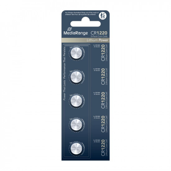 MediaRange Lithium Coin Cells CR1220|3V Pack 5  (MRBAT134)
