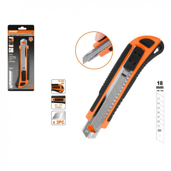 Shind Φαλτσετα Με Πλαστικη Λαβh Tpr Με 3 Λαμες 18mm (SHI-37559) (SHI37559)