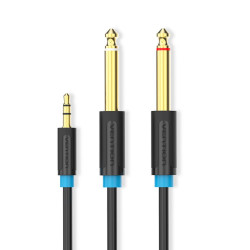 VENTION 3.5mm Male to 2*6.5mm Male Audio Cable 1M Black (BACBF) (VENBACBF)