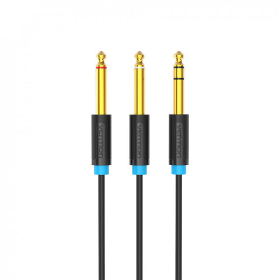 VENTION TRS 6.5mm Male to 2*6.5mm Male Audio Cable 1M Black (BATBF) (VENBATBF)