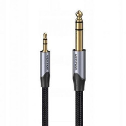 VENTION Cotton Braided TRS 3.5mm Male to 6.5mm Male Audio Cable 5M Gray Aluminum Alloy Type (BAUHJ) (VENBAUHJ)