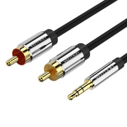 VENTION 3.5mm Male to 2RCA Male Audio Cable 3M Black Metal Type (BCFBI) (VENBCFBI)