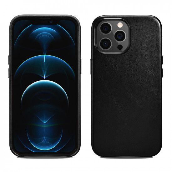 iCarer WMI1304 iPhone 13 Pro Max Leather Magsafe Back Case Black
