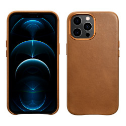 iCarer WMI1304 iPhone 13 Pro Max Leather Magsafe Back Case Brown