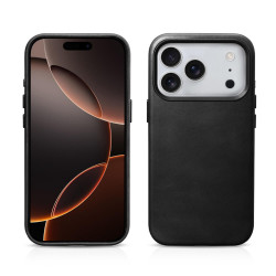 iCarer WMI17250704 iPhone 17 Pro Max Leather Magsafe Back Case With camera button Black