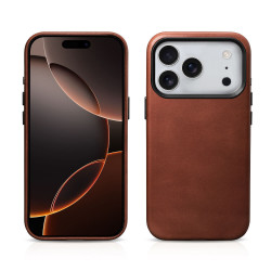 iCarer KJIP17250706 iPhone 17 Pro Max Leather Magsafe Back Case With camera button Retro Brown
