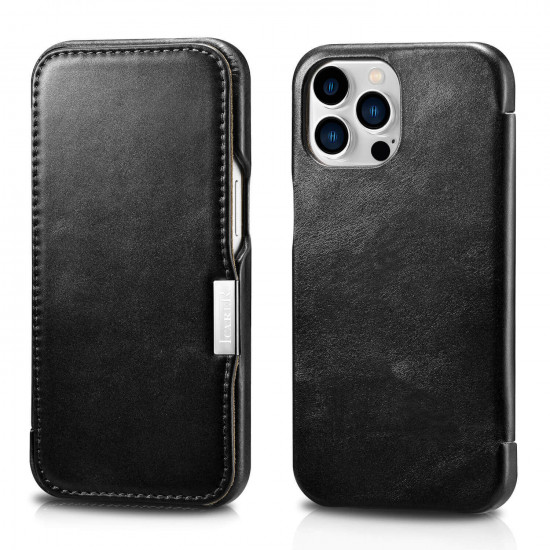 iCarer WMI16240714 iPhone 16 Pro Side-Open Leather Wallet (Magsafe) Black