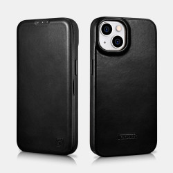iCarer AKI 14220705 iPhone 14 Curved Genuine Leather MAGSAFE Black