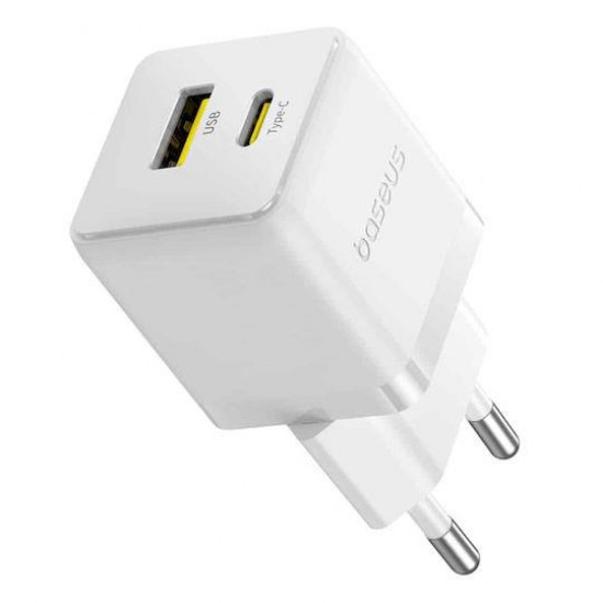 BASEUS PALM, ΦΟΡΤΙΣΤΗΣ ΓΡΗΓΟΡΗΣ ΦΟΡΤΙΣΗΣ, 2 ΘΥΡΕΣ, 20W, ΛΕΥΚΟΣ