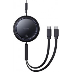 BASEUS BRIGHT MIRROR SERIES ΚΑΛΩΔΙΟ ΓΡΗΓΟΡΗΣ ΦΟΡΤΙΣΗΣ, 2 x TYPE-C, 1m, 100W, ΜΑΥΡΟ