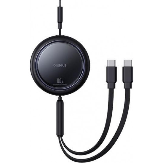 BASEUS BRIGHT MIRROR SERIES ΚΑΛΩΔΙΟ ΓΡΗΓΟΡΗΣ ΦΟΡΤΙΣΗΣ, 2 x TYPE-C, 1m, 100W, ΜΑΥΡΟ