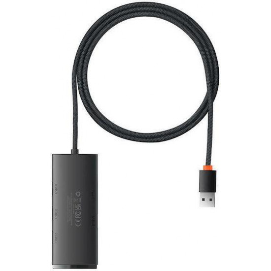 BASEUS LITE SERIES, HUB 4 ΘΥΡΕΣ, 1m, ΜΑΥΡΟ