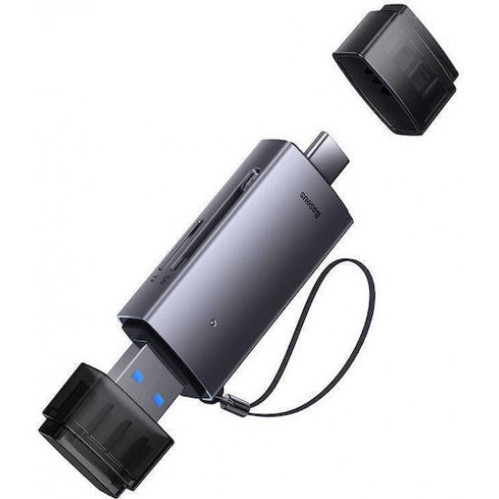 BASEUS LITE SERIES, USB ΚΑΙ TYPE-C, SD TFT CARD READER, ΓΚΡΙ