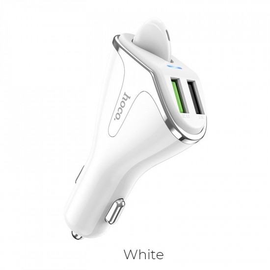 HOCO E47 ΦΟΡΤΙΣΤΗΣ ΑΥΤΟΚΙΝΗΤΟΥ QC3.0 ΚΑΙ ΑΚΟΥΣΤΙΚΟ HANDSFREE 2 ΣΕ 1 ΛΕΥΚΟ