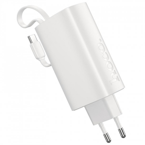 HOCO J148 HANDY PD20W POWER BANK ΤΟΙΧΟΥ, ΜΕ ΚΑΛΩΔΙΟ TYPE-C, 5.000MAH, ΛΕΥΚΟ