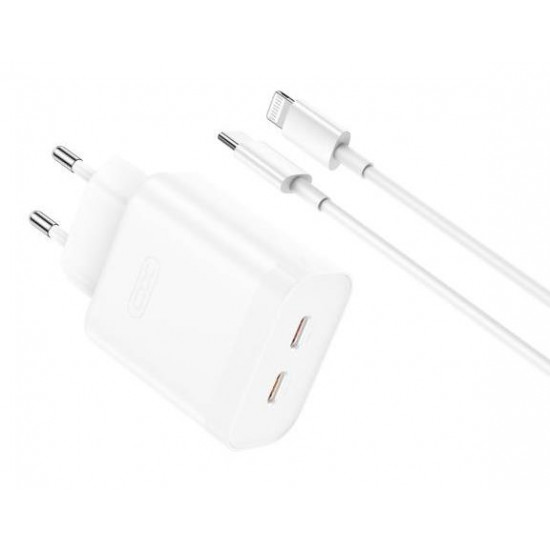XO L105 ΦΟΡΤΙΣΤΗΣ, 35W, 2 ΘΥΡΕΣ PD, ΜΕ ΚΑΛΩΔΙΟ LIGHTNING, ΛΕΥΚΟΣ (NB-Q189A)
