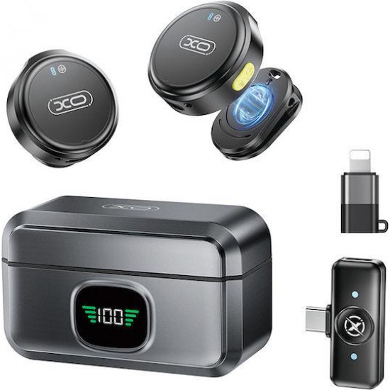 XO MC12 ΑΣΥΡΜΑΤΟ ΜΙΚΡΟΦΩΝΟ, ΜΕ ΘΗΚΗ ΦΟΡΤΙΣΗΣ, NOISE-CANCELLING, ΜΑΥΡΟ