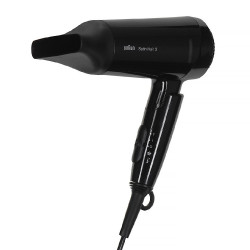 Πιστολάκι Μαλλιών Braun HD350 Satin Hair 3 Style & Go 1600W με 2 Επίπεδα Θέρμανσης Μαύρο 46763