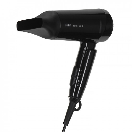 Πιστολάκι Μαλλιών Braun HD350 Satin Hair 3 Style & Go 1600W με 2 Επίπεδα Θέρμανσης Μαύρο 46763