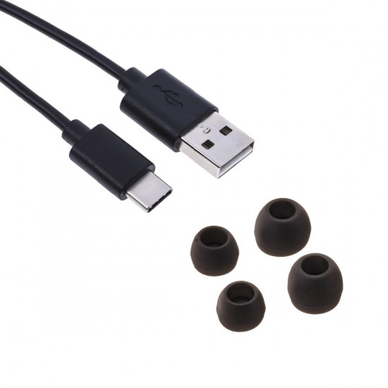 Καλώδιο σύνδεσης USB-C Μαύρο 30cm και Δώρο 2 σετ Earbuds 39116