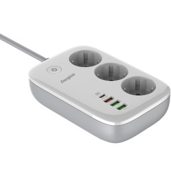 Επιτραπέζιος Φορτιστής Energizer EPB2500W02EU 2500W 10A Max με 3xΣούκο + 1xUSB-C + 3xUSB-A / 2.4A, Διακόπτη Ασφαλείας On/Off, Έλεγχο μέσω WiFi, Καλώδιο 2m Λευκός 49855