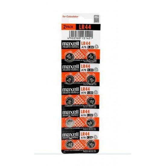 Buttoncell Maxell LR44 Τεμ. 10 με Διάτρητη Συσκευασία 27220