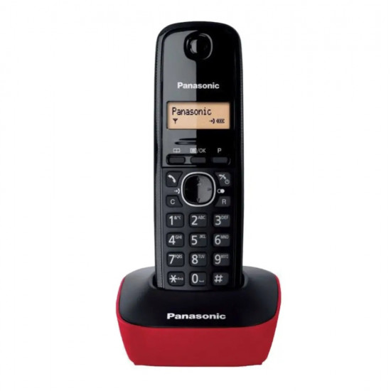 Ασύρματο Ψηφιακό Τηλέφωνο Panasonic KX-TG1611GRR Μαύρο-Κόκκινο με Αναγνώριση Κλήσης, Λειτουργία Αφύπνισης και Φωτιζόμενη Οθόνη 02810