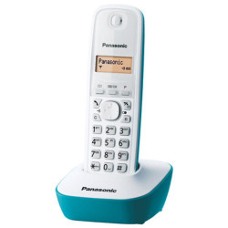 Ασύρματο Ψηφιακό Τηλέφωνο Panasonic KX-TG1611GRC Λευκό-Τυρκουάζ με Αναγνώριση Κλήσης, Λειτουργία Αφύπνισης και Φωτιζόμενη Οθόνη 02807